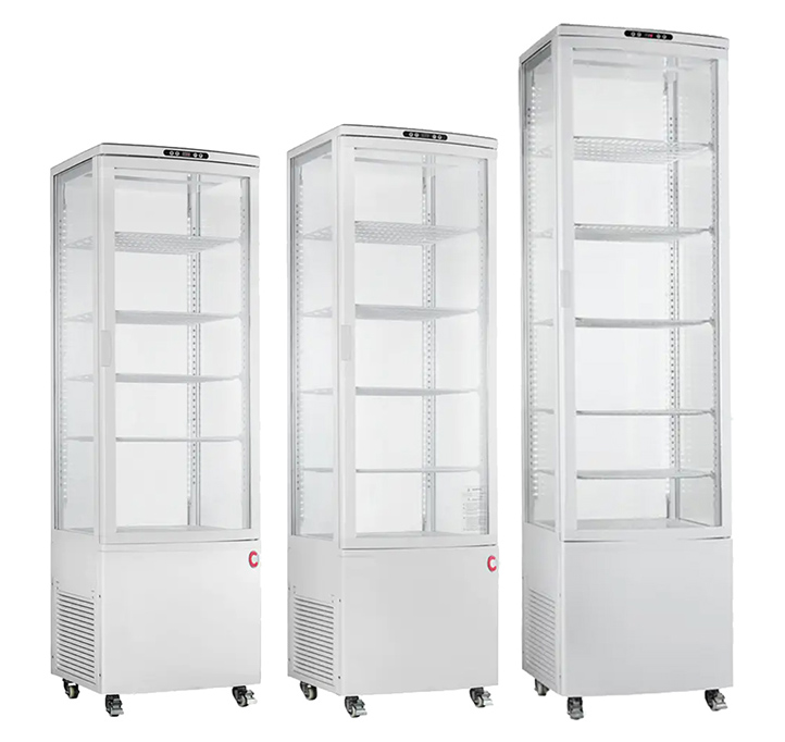 free standing 4 sides clear display refrigerator